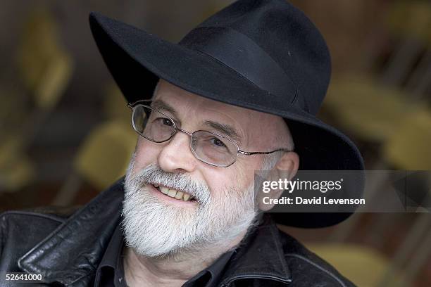 Author Terry Pratchett poses for a portrait at the annual "Sunday Times Oxford Literary Festival" held at the Oxford Union on April 16, 2005 in...