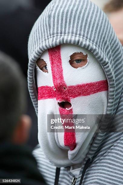 Members of the English Defence League protest in Luton, Hertfordshire, England on February 5, 2011. Approximately 3,000 protestors gathered for the...