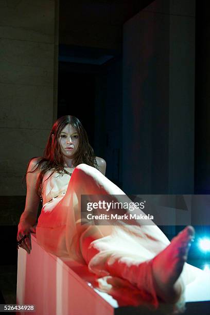 Models exhibit the Maria Francesca Pepe autumn 2011 collection during a presentation at Freemason's Hall in London on 22 February 2011.