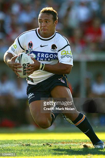 Neville Costigan of the Broncos in action during the round six NRL match between the St. George Illawarra Dragons and the Brisbane Broncos at WIN...