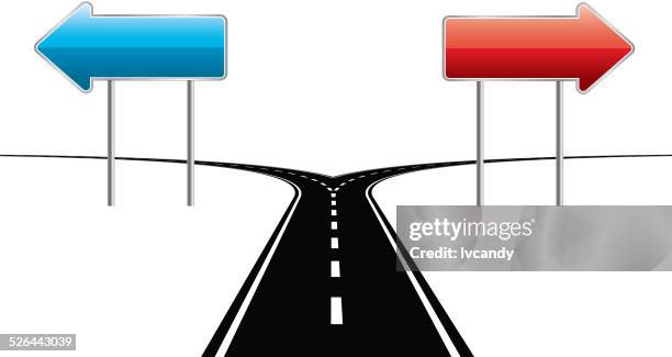 choose the way - road intersection stock illustrations