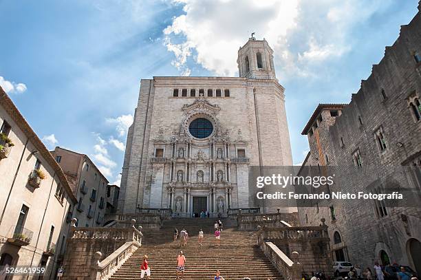 girona cathedral - girona catalonia stock pictures, royalty-free photos & images