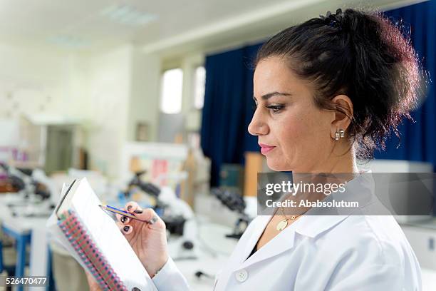 selective focus image of a teacher reading a book - teacher with folder stock pictures, royalty-free photos & images