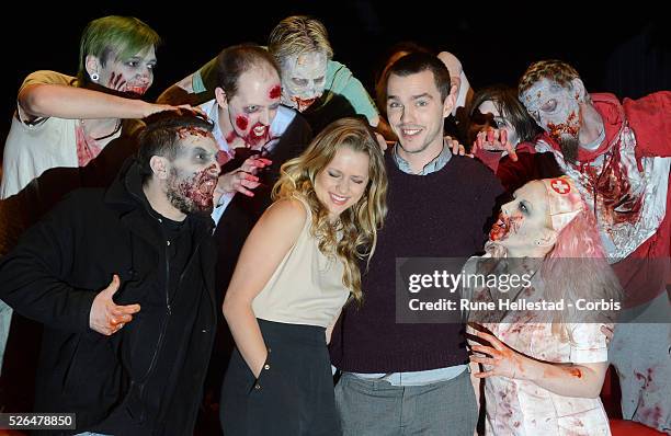 Nicholas Hoult and Teresa Palmer attend a photo call to promote Warm Bodies at the Soho Hotel.