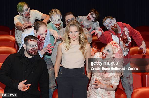Teresa Palmer attends a photo call to promote Warm Bodies at the Soho Hotel.