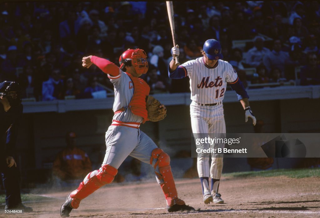 Johnny Bench Throws A Miss From John Stearns