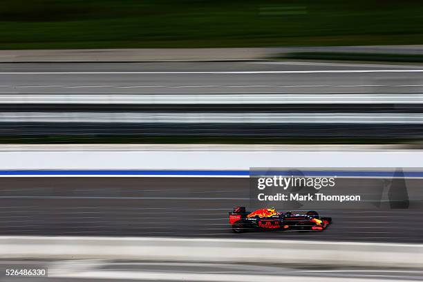 Daniil Kvyat of Russia and Red Bull Racing on track during final practice ahead of the Formula One Grand Prix of Russia at Sochi Autodrom on April...