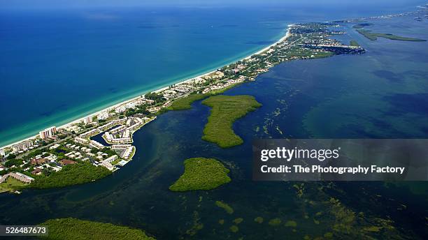 aerial view of longboat key, florida - longboat key stock-fotos und bilder