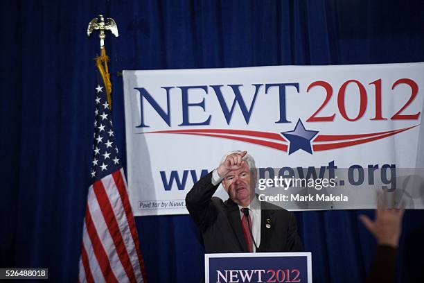 Jan. 16, 2012 - Myrtle Beach, SC, USA - NEWT GINGRICH holds a town hall meeting at Rioz Brazilian Steakhouse. A presidential debate will be held...