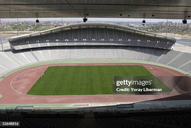 The newly constructed Ataturk Olympic Stadium is pictured on April 19, 2005 in Istanbul, Turkey. The stadium will play host to the 2005 UEFA...