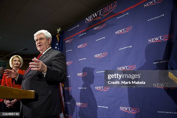 Jan. 18, 2012 - Easley, SC, USA - Republican Presidential candidate NEWT GINGRICH and wife CALLISTA hold a town hall meeting at Mutt's Restaurant....