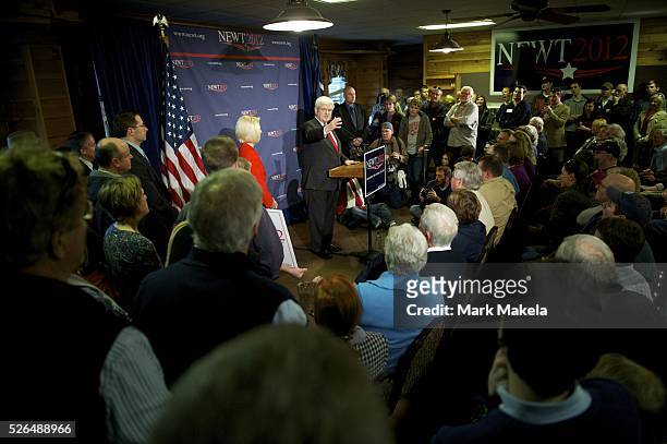 Jan. 18, 2012 - Easley, SC, USA - Republican Presidential candidate NEWT GINGRICH held a town hall meeting at Mutt's Restaurant. The South Carolina...