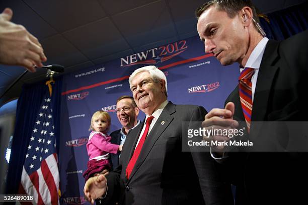 Jan. 18, 2012 - Easley, South Carolina, U.S. - Republican Presidential candidate NEWT GINGRICH arrives to host a town hall meeting at Mutt's...