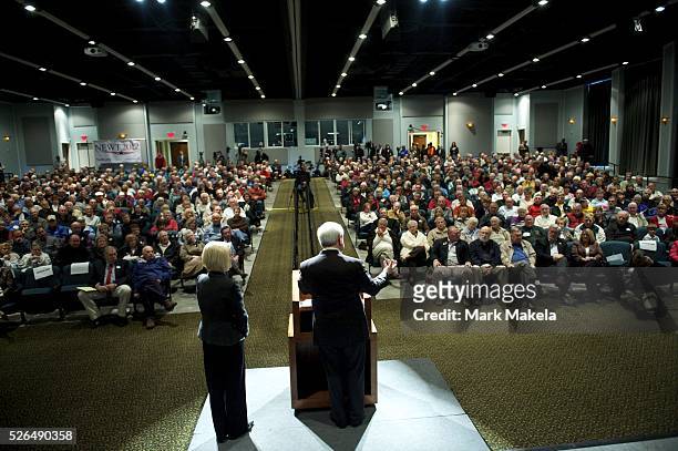 Jan. 19, 2012 - Blufton, SC, US - Republican Presidential candidate NEWT GINGRICH greets supporters front row with a space reserved for him when...