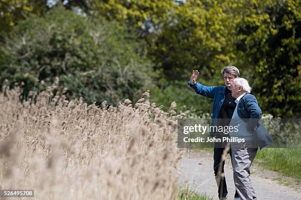 Sir David Attenborough and David Mooney attend the launch of the London Wildlife Trust's new Flagship nature reserve Woodberry Wetlands on April 30,...