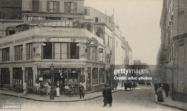 The cafe "Nouvelle Ath��nes" on the Place Pigalle in Paris . Ca. 1900.