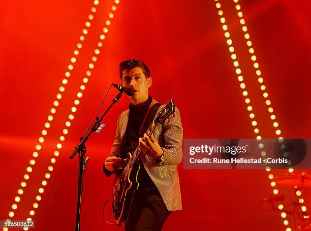 Arctic Monkeys perform at the Glastonbury Festival.