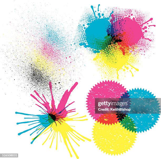 ilustraciones, imágenes clip art, dibujos animados e iconos de stock de impresoras de tinta-color cmyk - cmyk
