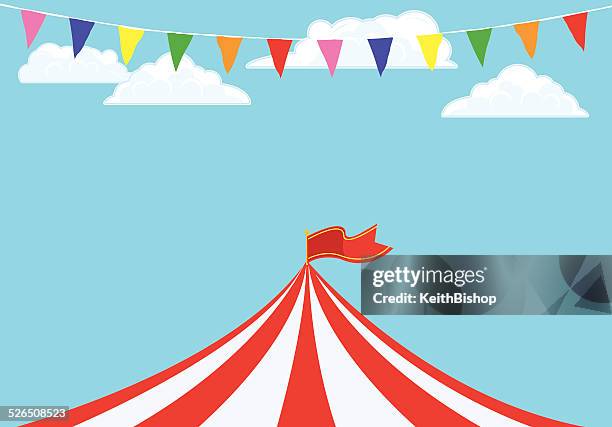 event tent and banner flags background - fairground stock illustrations