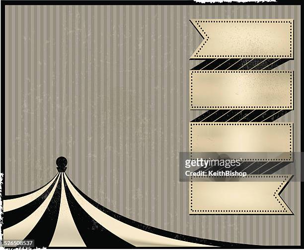 ilustrações de stock, clip art, desenhos animados e ícones de tenda de circo no fundo com cópia banner-retro - circus poster