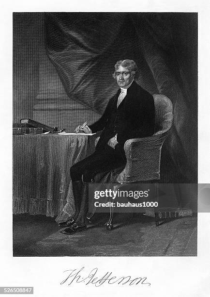 thomas jefferson gravur - declaration of independence stock-grafiken, -clipart, -cartoons und -symbole