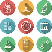 Colored vector icons for bacteriology