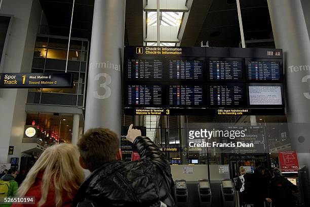Kastrup.Copenhagen.Denamrk _01 March 2015, SAS SAS Flight cancelled and delay and Scandinavian airlines air attendances on strike now SAS and trade...