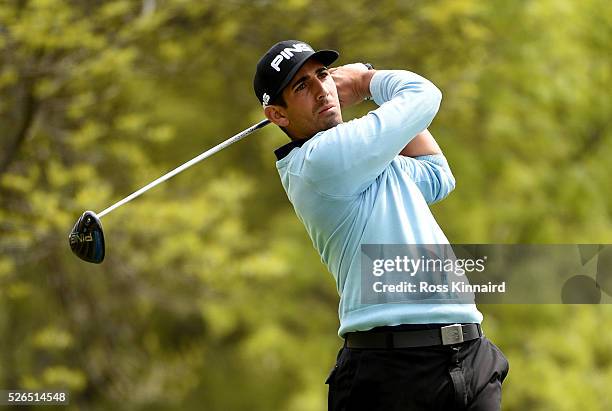 Matthieu Pavon of France during the second round of Challenge de Madrid at the Real Club de Golf La Herreria on April 29, 2016 in Madrid, Spain