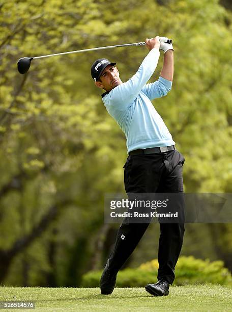 Matthieu Pavon of France during the second round of Challenge de Madrid at the Real Club de Golf La Herreria on April 29, 2016 in Madrid, Spain