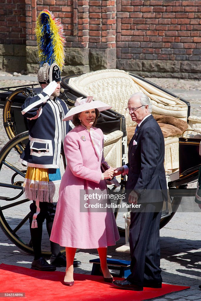 Lunch Arrivals - King Carl Gustaf of Sweden Celebrates His 70th Birthday