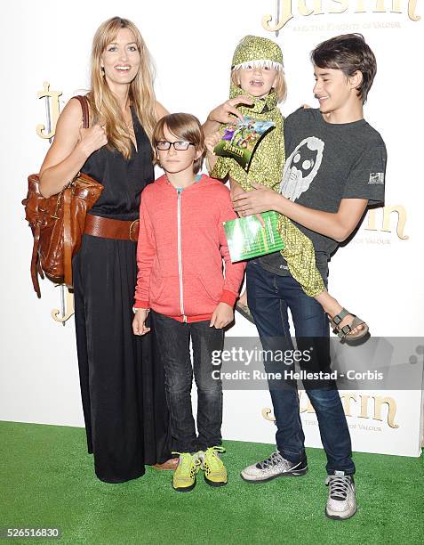 Natascha McElhone and family attend the premiere of Justin And The Knights Of Valour at the May Fair Hotel.