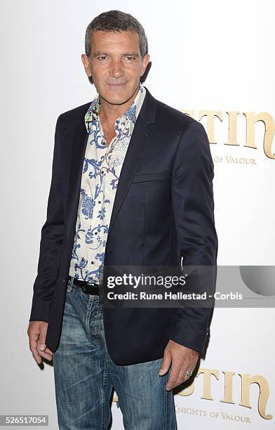 Antonio Banderas attends the premiere of Justin And The Knights Of Valour at the May Fair Hotel.