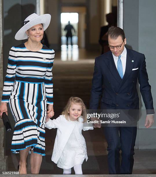 Crown Princess Victoria of Sweden, Princess Estelle of Sweden and Prince Daniel of Sweden arrive at the Royal Palace to attend Te Deum Thanksgiving...