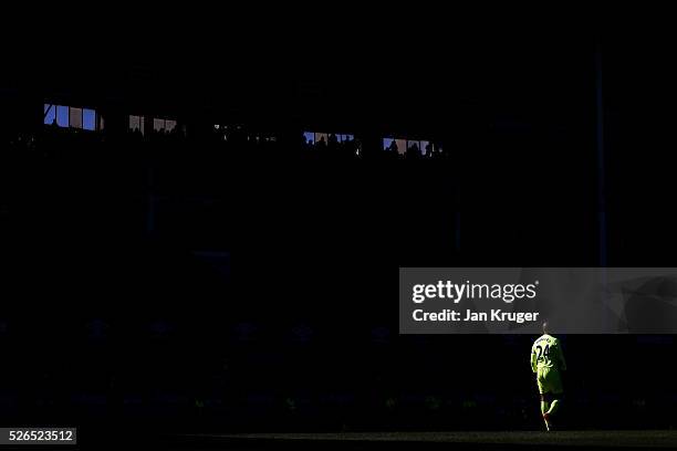 Tim Howard of Everton looks on during the Barclays Premier League match between Everton and A.F.C. Bournemouth at Goodison Park on April 30, 2016 in...