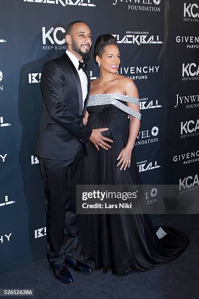 Swizz Beatz and Alicia Keys attend the "Keep A Child Alive's 11th Annual Black Ball" at the Hammerstein Ballroom in New York City. �� LAN