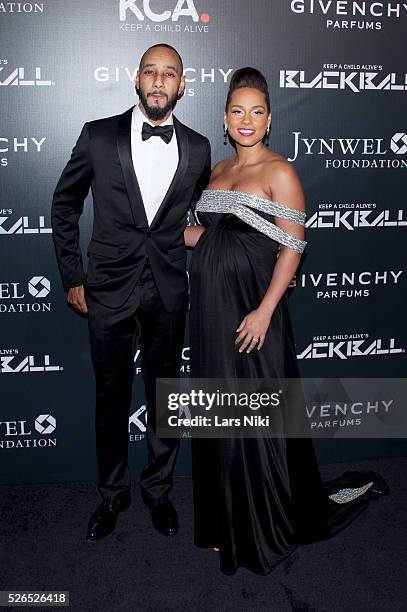 Swizz Beatz and Alicia Keys attend the "Keep A Child Alive's 11th Annual Black Ball" at the Hammerstein Ballroom in New York City. �� LAN