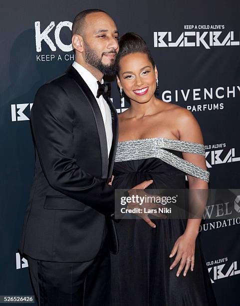 Swizz Beatz and Alicia Keys attend the "Keep A Child Alive's 11th Annual Black Ball" at the Hammerstein Ballroom in New York City. �� LAN