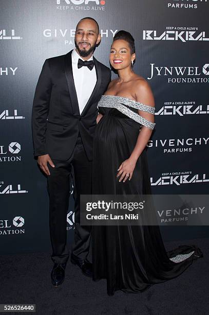 Swizz Beatz and Alicia Keys attend the "Keep A Child Alive's 11th Annual Black Ball" at the Hammerstein Ballroom in New York City. �� LAN