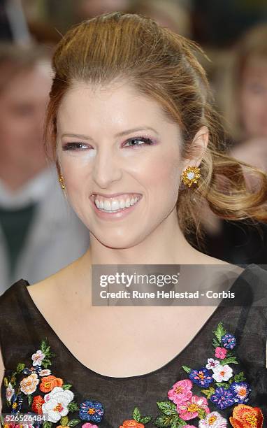 Anna Kendrick attends the London Film Festival premiere of "Drinking Buddies" at Odeon West End.