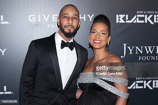 Swizz Beatz and Alicia Keys attend the "Keep A Child Alive's 11th Annual Black Ball" at the Hammerstein Ballroom in New York City. �� LAN