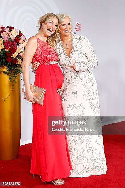 Angela Finger-Erben and Bettina von Schimmelmann attend the Rosenball 2016 on April 30 in Berlin, Germany.