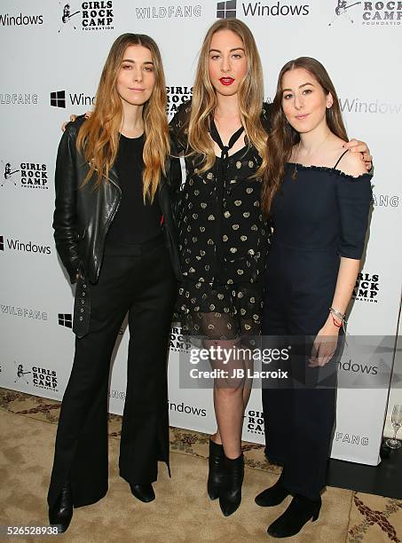 Danielle Haim, Este Haim, and Alana Haim of HAIM attend the first annual 'Girls To The Front' event benefiting Girls Rock Camp Foundation at Chateau...