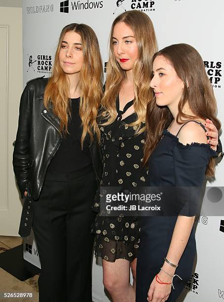 Danielle Haim, Este Haim, and Alana Haim of HAIM attend the first annual 'Girls To The Front' event benefiting Girls Rock Camp Foundation at Chateau...