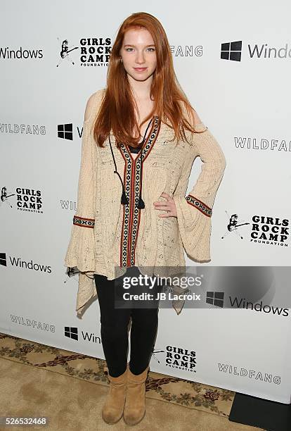 Annalise Basso attends the first annual 'Girls To The Front' event benefiting Girls Rock Camp Foundation at Chateau Marmont on April 29, 2016 in Los...