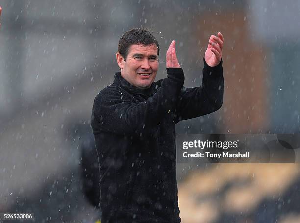 Nigel Clough, Manager of Burton Albion applauds the fans at the end of the Sky Bet League One match between Burton Albion and Gillingham at Pirelli...