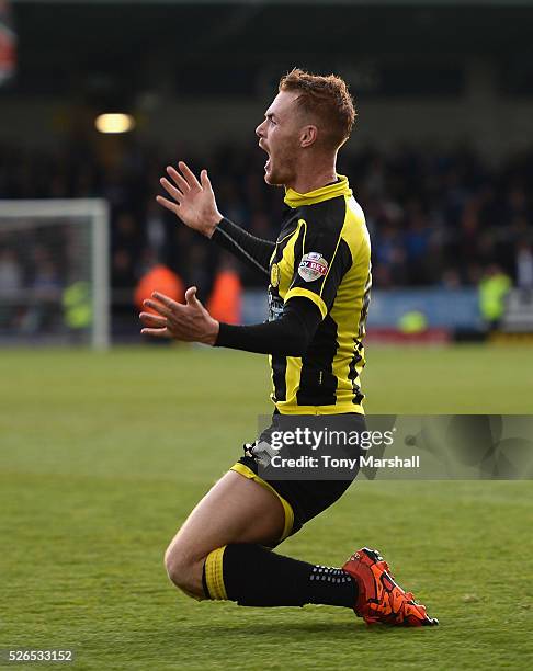 Tom Naylor of Burton Albion celebrates scoring the winning goal during the Sky Bet League One match between Burton Albion and Gillingham at Pirelli...