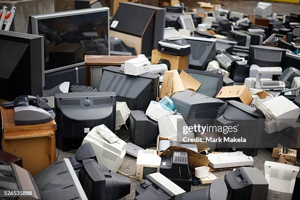 Hundreds of television sets and assorted electronics form a heap at the Roxborough Convenience Center in Philadelphia, PA on February 26, 2013.