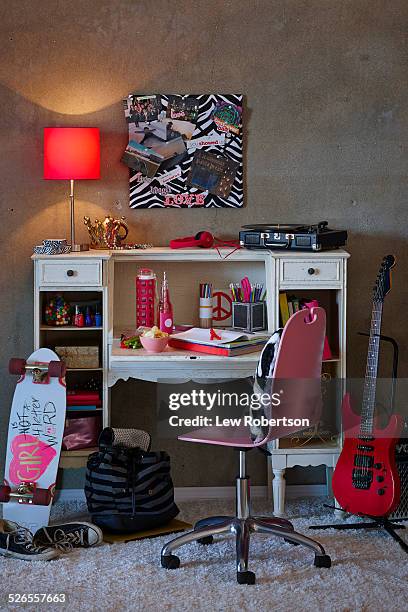 teen desk - teenager bedroom stock pictures, royalty-free photos & images