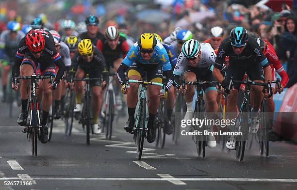 Danny Van Poppel of Team Sky and the Netherlands wins the second stage of the 2016 Tour de Yorkshire between Otley and Doncaster on April 30, 2016 in...