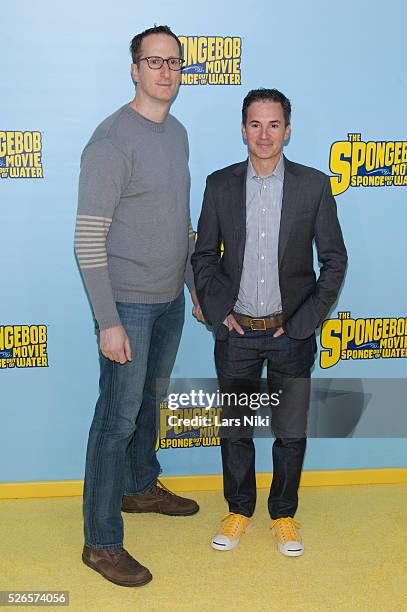 Glenn Berger and Jonathan Aibel attend the "SpongeBob Movie: Sponge Out of Water" world premiere at the AMC Lincoln Square in New York City. �� LAN